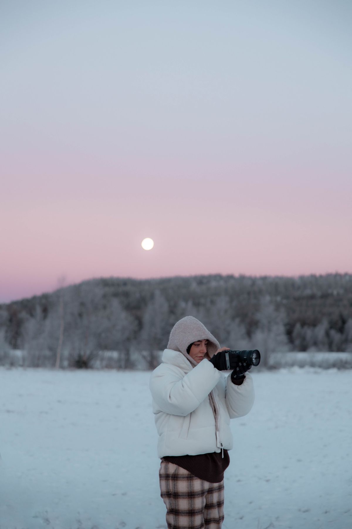 Filming in the snow