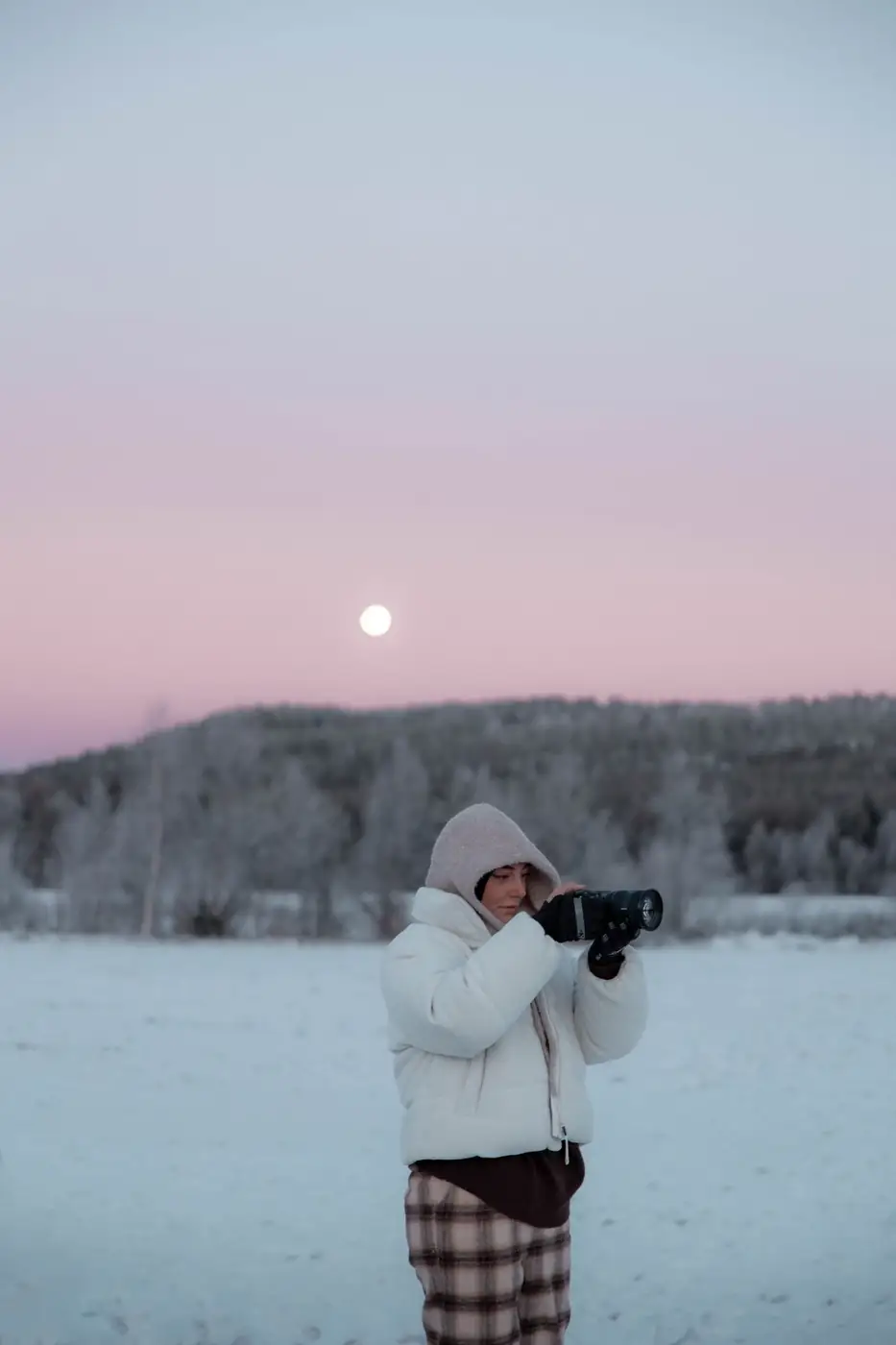 Filming in the snow