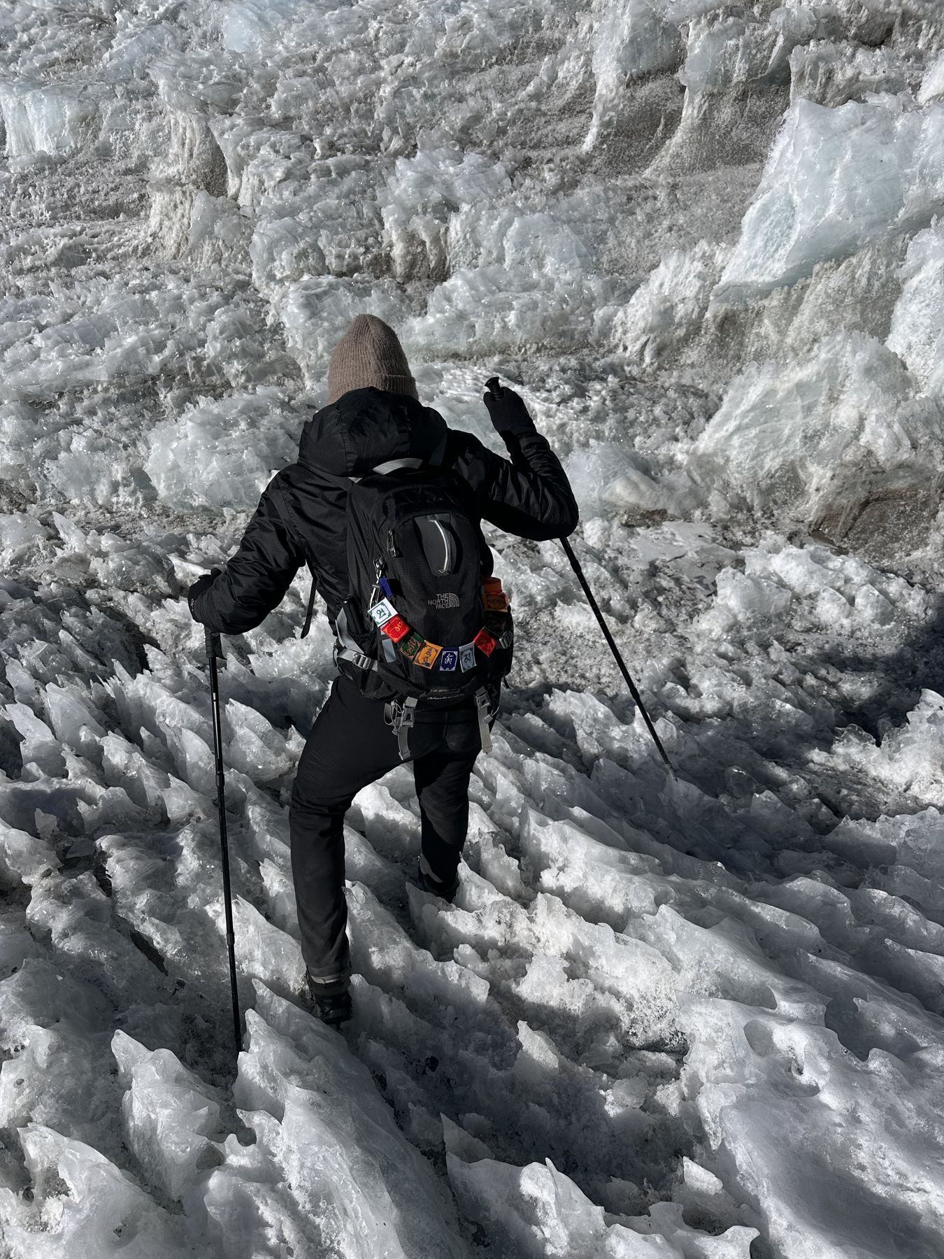 Climbing the glacier ice