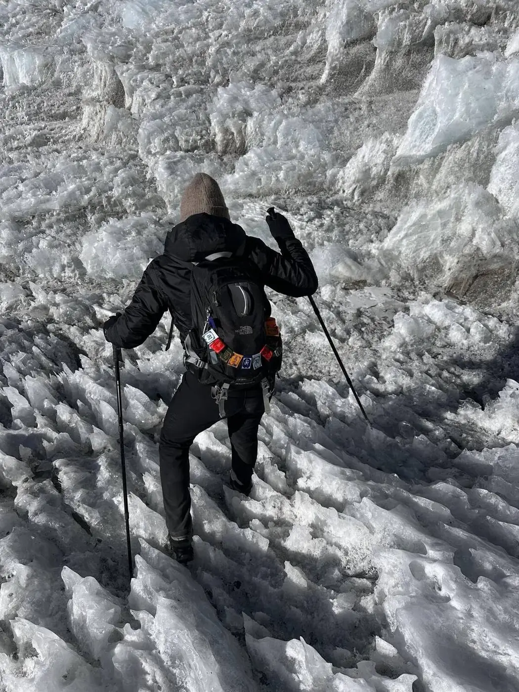 Climbing the glacier ice